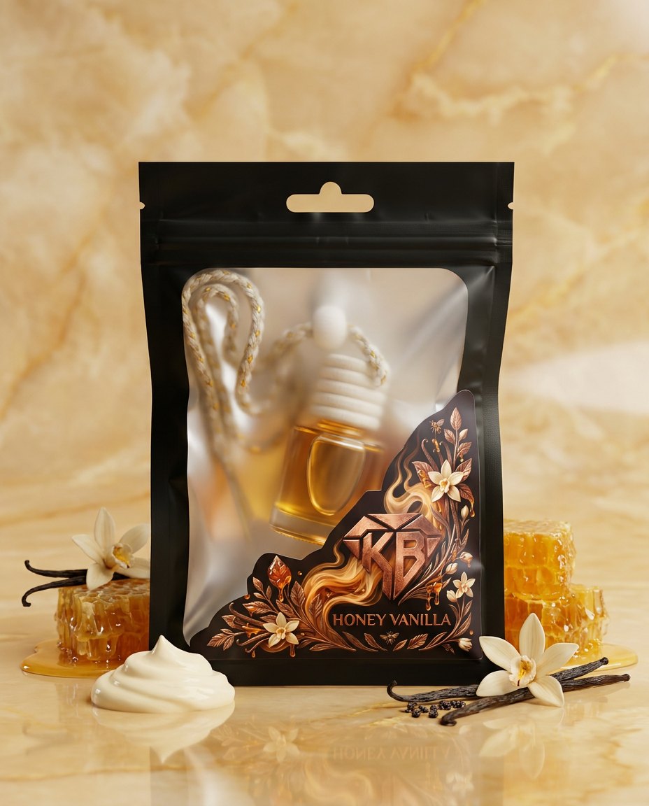 Honey Vanilla car air freshener — 8 ml handmade hanging glass diffuser