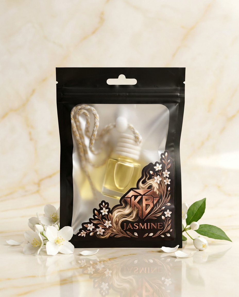 Jasmine car air freshener — 8 ml handmade hanging glass diffuser