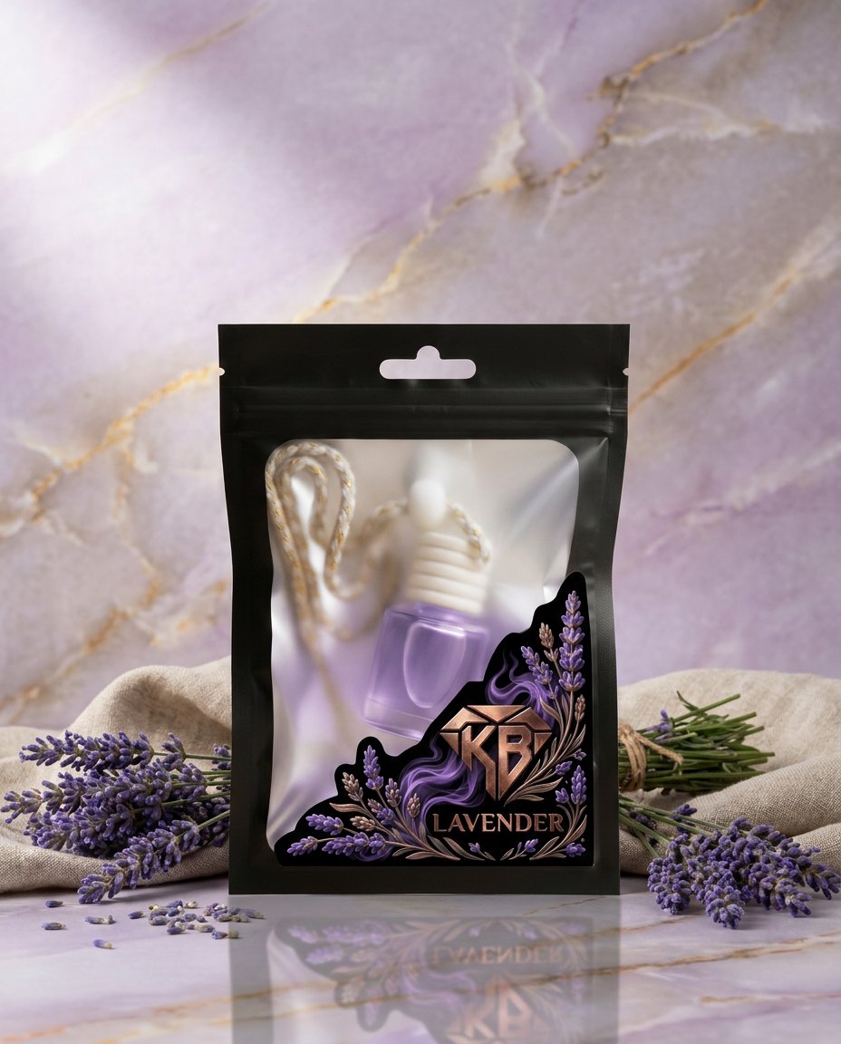 Lavender car air freshener — 8 ml handmade hanging glass diffuser