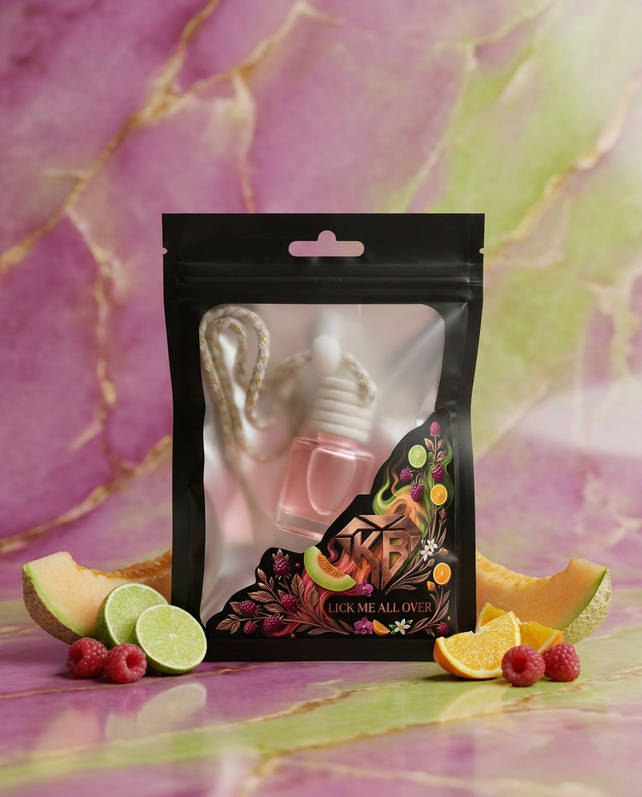 Lick Me All Over car air freshener — 8 ml handmade hanging glass diffuser