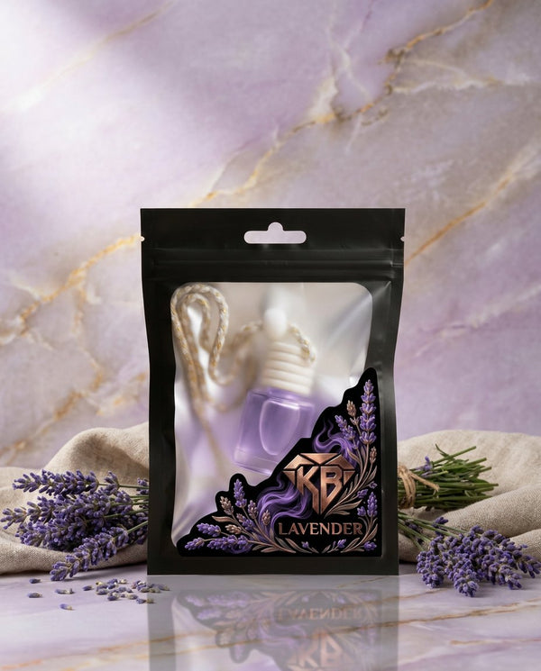 Lavender car air freshener — 8 ml handmade hanging glass diffuser